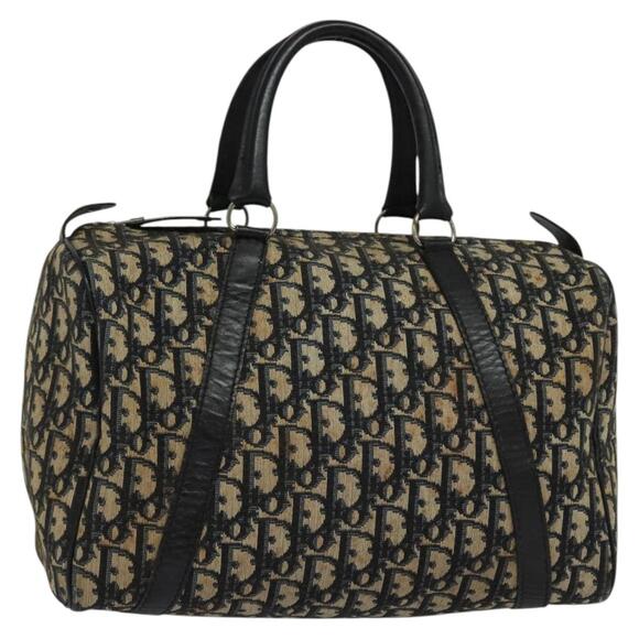 DIOR Trotter Canvas Boston Bag Navy Gold - Picture 1 of 12